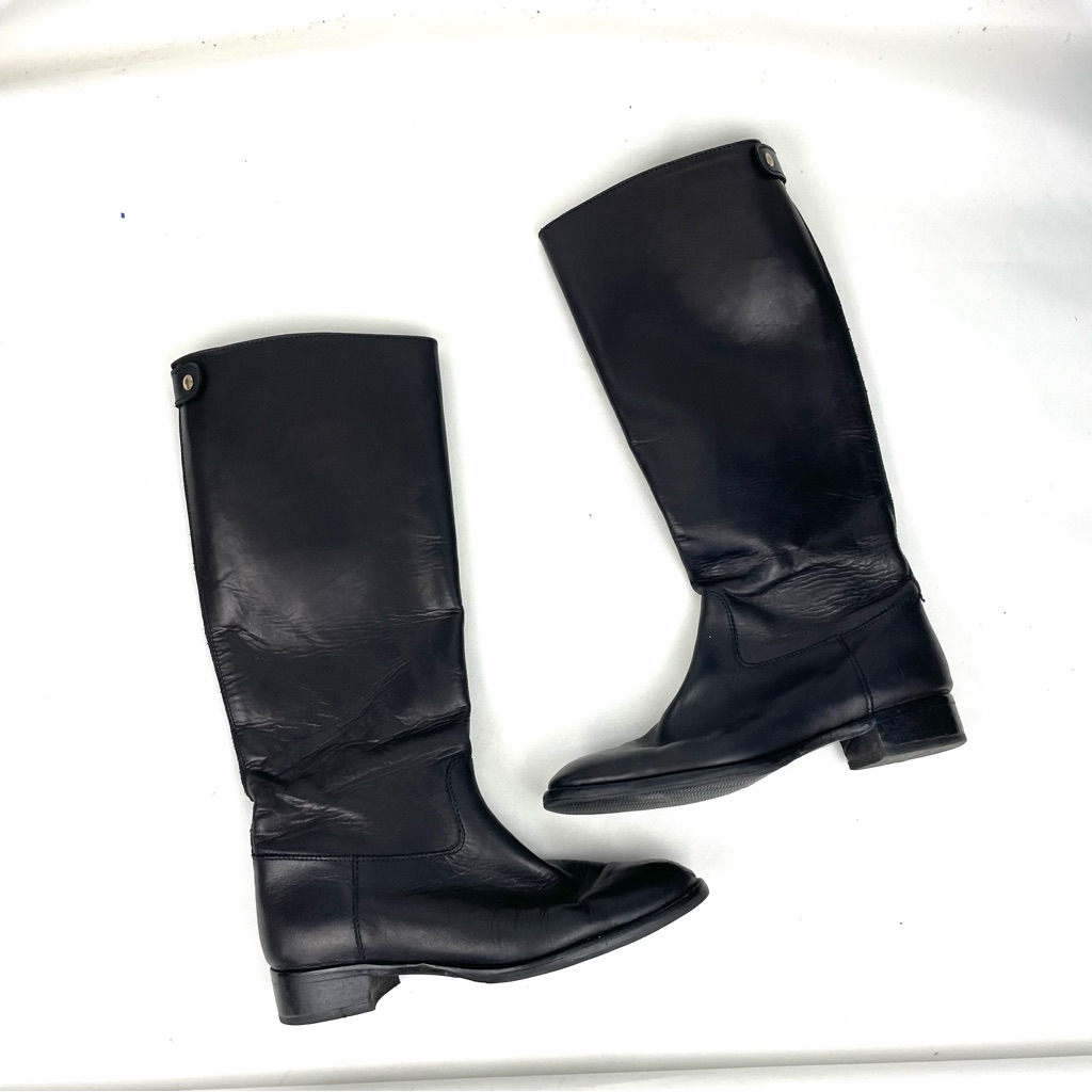J.Crew Field Kindling Tall Boots 9.5 Black Leather Riding Boots